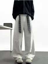 チェック柄ウエストバンド付きカーゴパンツ【春用・フィット・男女兼用・ラフなデザイン】（セットアップ対応）