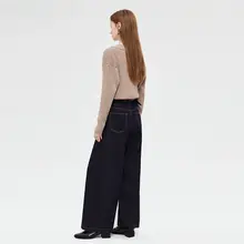 デニムワイドパンツ 女性 通勤 ゆったり ハイウエスト ヴィンテージ フレンチデザイン