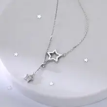 星型デザインのS925純銀ネックレス【流れるフリンジ・洗練されたデザイン】