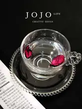 JOJO'S L. PD フランス製 ガラス製コーヒーカップ＆ソーサー【ビンテージスタイル・デザイナー】