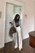 垂れ感のあるコーデュロイカジュアルパンツ【女性用・ハイウエスト・ストレートシルエット】