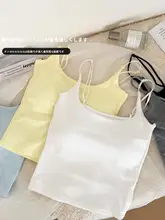 白色ノースリーブタンクトップ【胸パッド付き・夏用・オシャレなバックデザイン】