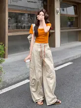 夏季向けおしゃれなTシャツとワイドパンツ【カジュアルスポーツスタイル・女性用】（セットアップ対応）