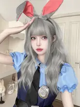AG 人工ウィッグ 大波浪ロリータ風ロングヘア【シルバーグレー・フルカバー・かわいい前髪】