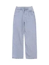 高腰デニムパンツ【エクストラスモール・九分丈・浅い青色・小柄向け】