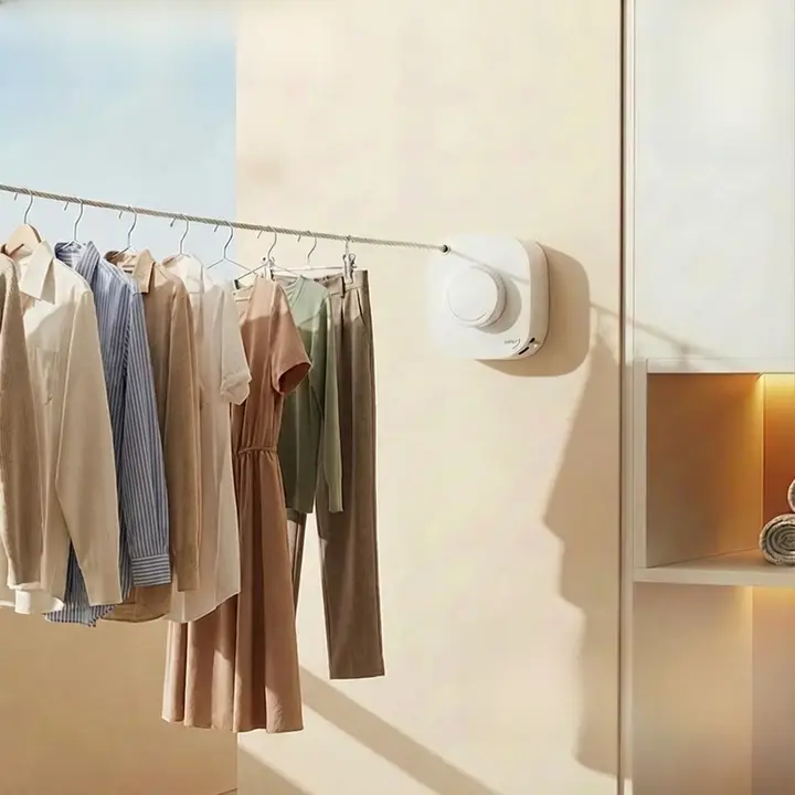 304ステンレス製 隠れた洗濯ロープ【穴あけ不要・屋外・屋内・トイレ用】