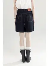夏用デニムコットン中パンツ【通勤対応・シンプルデザイン・洗い仕上げ】