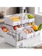 引き出し式冷蔵庫収納ボックス【食品用・野菜・果物・卵収納・キャスター付き】
