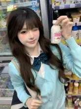 グレーのVネック長袖ニットカーディガン【JK制服スタイル・女子用・春秋用】