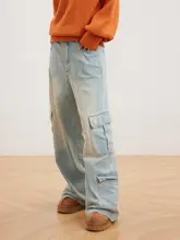 フィットヴィンテージウォッシュデニムパンツ【秋冬用・ストレートシルエット・作業着スタイル】