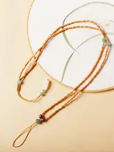 オリーブの核の小竹節ネックレス【ペンダント・玉器・蜜ろう紐・スマホ吊り下げ用】