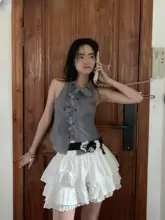 NOTJUSTHIM フリルデザイン ペチコート付きミニスカート【重厚感あるレース・多層構造】