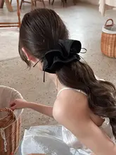 リボン付き大腸形ヘアゴム【ポニーテール用・髪に優しい・おしゃれ】