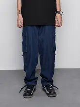 カジュアルな多ポケットデザインのデニムパンツ【ルーズフィット・束脚・ハイストリートスタイル】（セットアップ対応）