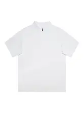 抗菌防止の夏用半袖ハーフジップTシャツ【無地・ルーズフィット・スポーツ用】