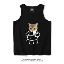 猫デザインのコットンベスト【夏用・フィット・ノースリーブ】