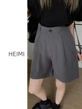 グレーのスーツショートパンツ【夏用・薄手・ワイドレッグ・フィット】（セットアップ対応）