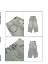 GBofficial 高腰デザイン デニムパンツ【ヴィンテージ風・ワイドレッグ・泥染め】