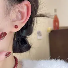 赤色ビンテージパールフリンジイヤリング【トレンド・高級感・シンプルデザイン】