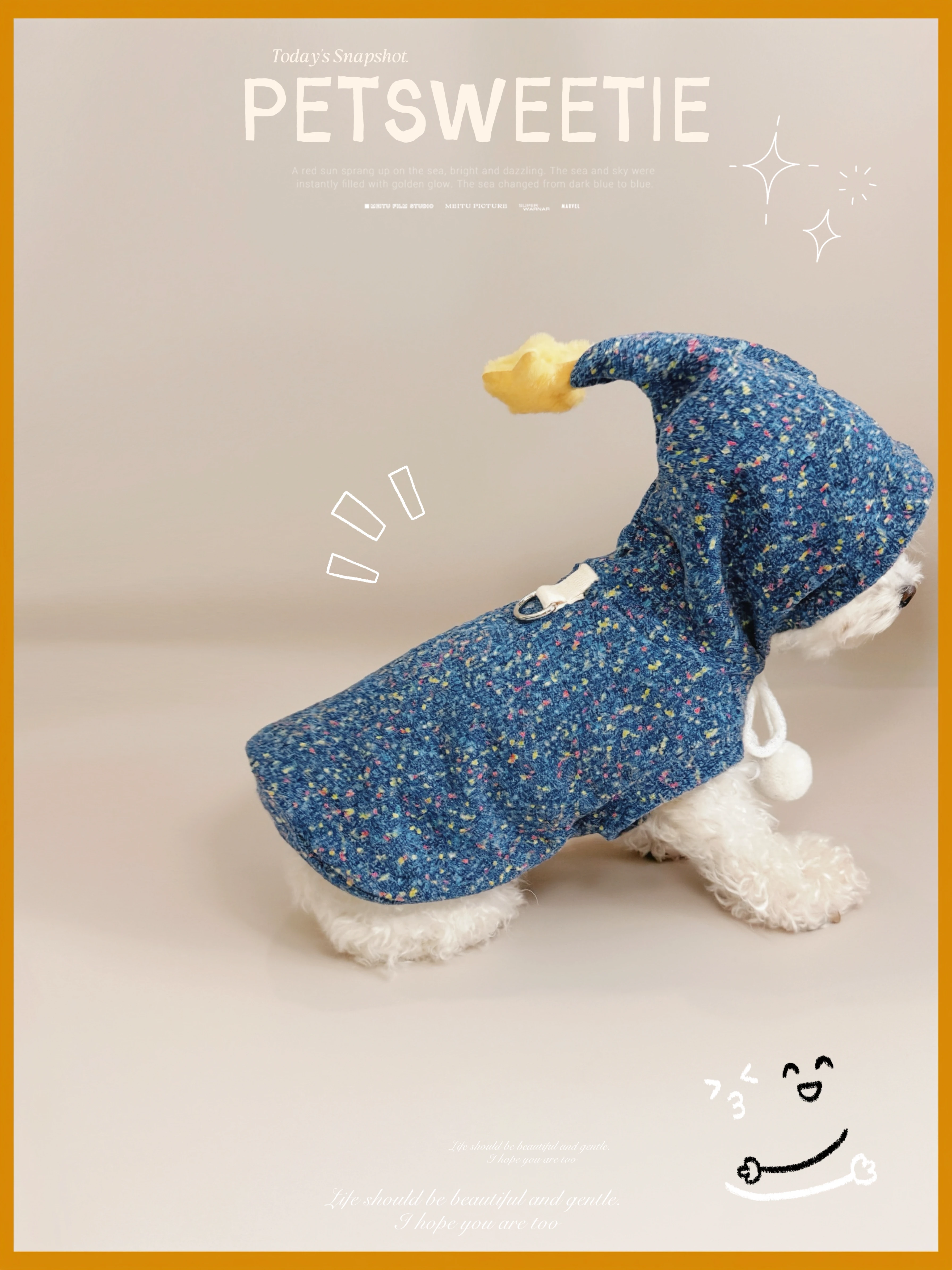 ペット用フード付き衣服：トレーナー犬用の外出シーンに最適な連帽衛衣
