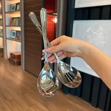 大きいサイズのステンレス製分菜スプーン【ホテル用・長めデザイン】
