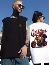 アメリカンビンテージ風 バイクベスト メンズ【ゆったりしたデザイン・無袖・ストリートスタイル・夏用】