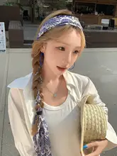 トレンディなストライプのカラーブロックロングスカーフ【レトロ・エレガントなデザイン・首周りアクセサリー】