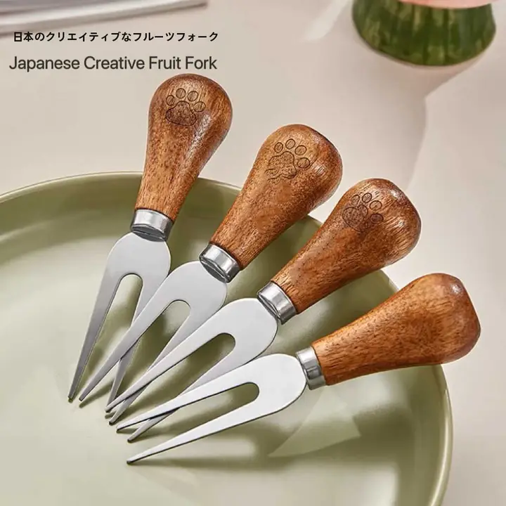 ステンレス製 子供用フルーツフォーク【スイカやデザート用・立てられるデザイン・再利用可能】