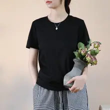 シンプルで洗練されたデザイン！桑蚕丝棉のショートスリーブTシャツ【ラウンドネック・女性用・カジュア ル】