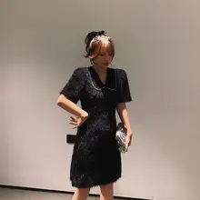 ラメフリンジ付きワンピース【秋冬用・韓国スタイル・カジュアル】