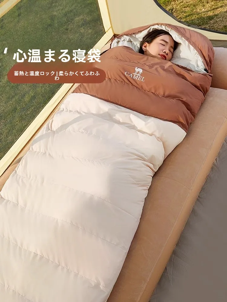 雪中キャンプ用の防寒スリーピングバッグ Camel 厚手モデルの実用性と性能解析