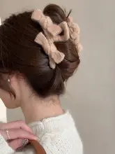 大サイズ毛糸リボンヘアクリップ【おしゃれなシュシュ・後頭部用・女性用】