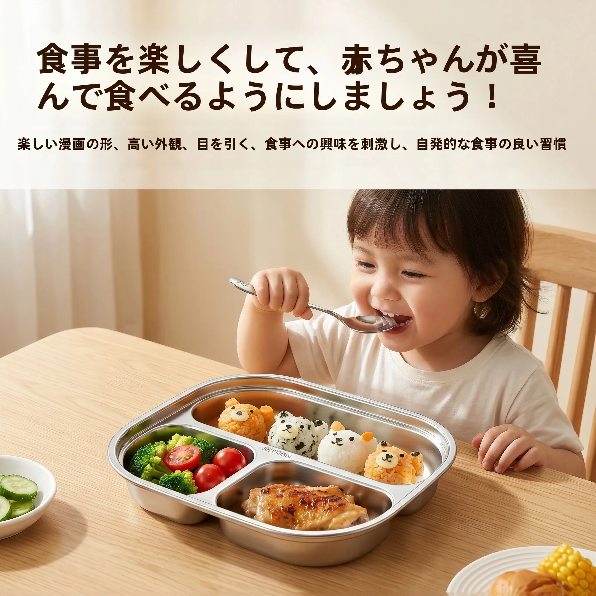 離乳食容器を選ぶときに迷う？304ステンレスのキャラクター型分格食器が解決する理由