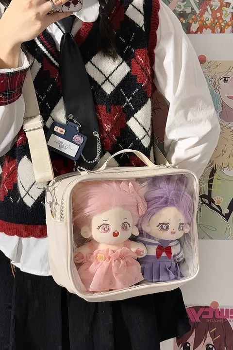 痛バッグ クリア 3WAY ショルダー 斜め掛け リュック ぬいバッグ シンプル 着回し ロリータ JK