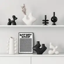 北欧風 アートジオメトリックセラミックフラワーベース【創造的なインテリア装飾・モデルルーム用】