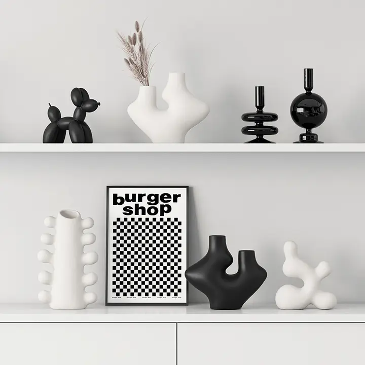 北欧風 アートジオメトリックセラミックフラワーベース【創造的なインテリア装飾・モデルルーム用】