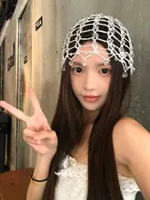手編みビーズ付きレースデザインキャップ【夏用・女性用】（セットアップ対応）