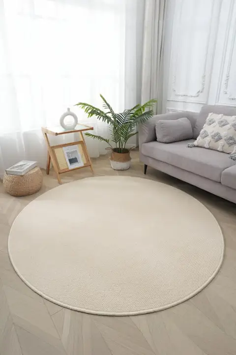 円形ラグ 大判 シンプル 無地 フェイクファー リビング 厚手 防音 ドレッサーマット 上品