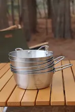 HIKEMAN アウトドアキャンプ用携帯ステンレス製水杯・碗・箸セット【雪ラーメンボウル・バーベキュー炊具・防熱ハンドル】（セットアップ対応）