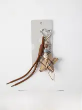 バッグチャーム チェック柄 ストラップ スター フラワー ポンポン バッグデコ