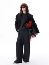 Loala office オリジナルデザインのフィットドット柄ニットセットアップパンツ【ラウンドネック・カジュアル】