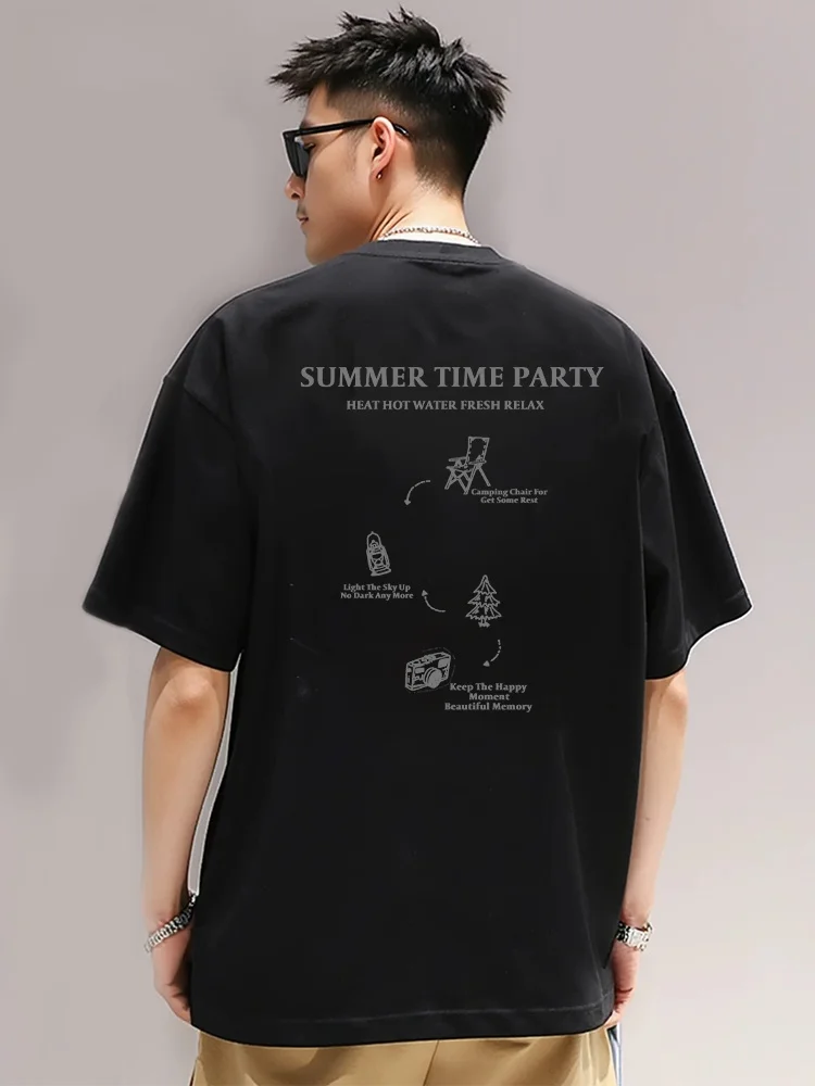 キャンプ柄プリントコットンTシャツ：子供が楽しめるおしゃれなアウトドアファッション
