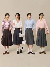 高腰デザインのAラインプリーツスカート【薄手・レディース・キャジュアル対応】