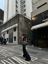 WARDEN EDGE ブラック低腰フレアパンツ【エレガント・フィット・ドラッグ丈】
