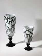 花瓶【中古風・黒白斑馬柄・高脚デザイン】