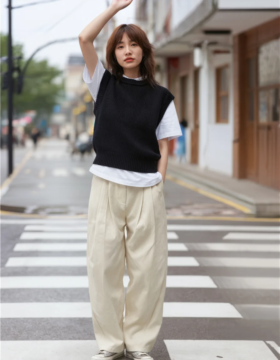 大人可愛い服 50代コーデ 完全ガイド｜高襟ニットとブラウンジャケットのバランス術