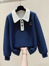 ポロ襟デザインの長袖トップス【学生向け・春秋用・ゆったりシルエット】（セットアップ対応）