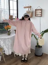 レディース 長袖シャツワンピース【無地・ホワイト・春夏用・ゆったりフィット】