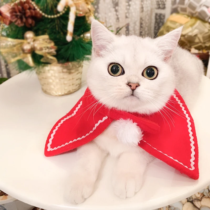 ペット用クリスマスコスチューム：犬用マント・猫用ヘアバンドとスカーフ付きの秋冬アイテム