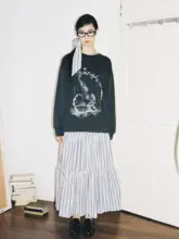 美人魚デザインの長袖Tシャツ【アンティーク風・プリント・UVカット】